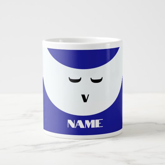 Personaliseer blauw wit gezicht grote koffiekop (Voorkant)