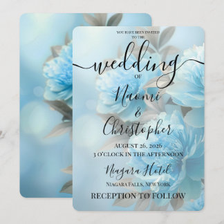 PERSONALISEER: Blauwe Bloemen Bruiloft Kaart