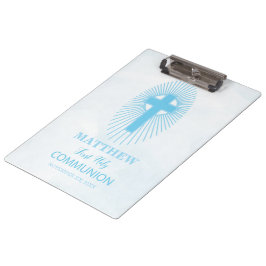 Personaliseer, Blauwe Eerste Heilige Communie Krui Klembord