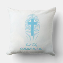 Personaliseer, Blauwe Eerste Heilige Communie Krui Kussen