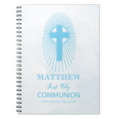 Personaliseer, Blauwe Eerste Heilige Communie Krui Notitieboek (Voorkant)