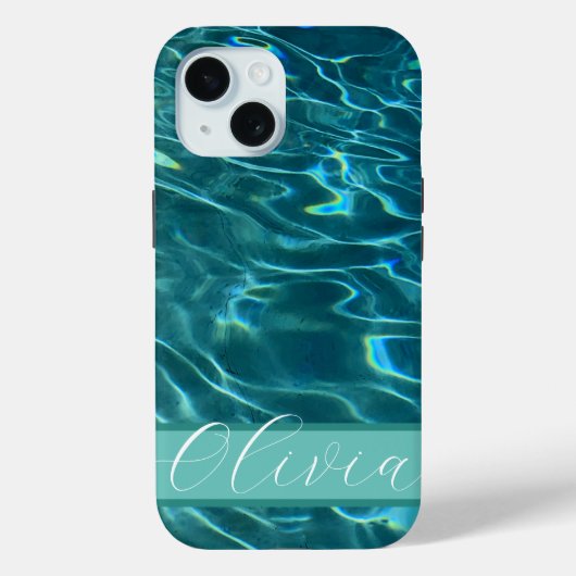 Personaliseer blauwe oceaangolven Case-Mate iPhone case (Achterkant)