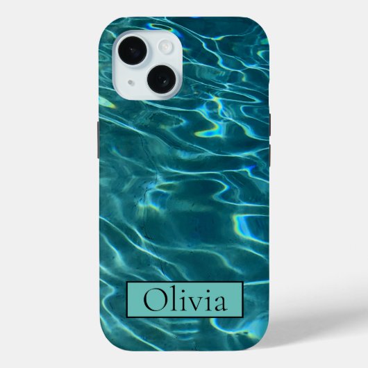 Personaliseer blauwe oceaangolven Case-Mate iPhone case (Achterkant)