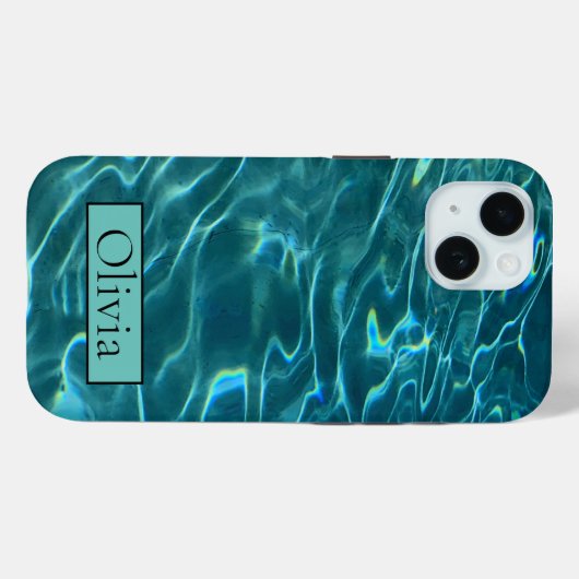 Personaliseer blauwe oceaangolven Case-Mate iPhone case (Achterkant (horizontaal))