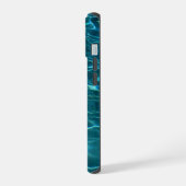 Personaliseer blauwe oceaangolven iPhone 15 case (Linkerkant)