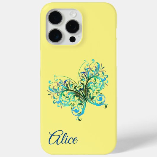 Personaliseer blauwe vlinder Case-Mate iPhone case (Achterkant)