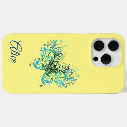 Personaliseer blauwe vlinder Case-Mate iPhone case (Achterkant (horizontaal))