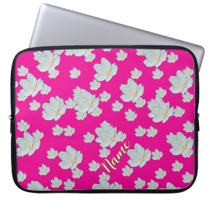Personaliseer bloesems op Hot Pink Laptop Sleeve
