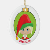 Personaliseer Blonde Girl Elf Keramisch Ornament (Rechts)