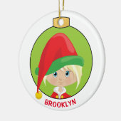 Personaliseer Blonde Girl Elf Keramisch Ornament (Links)