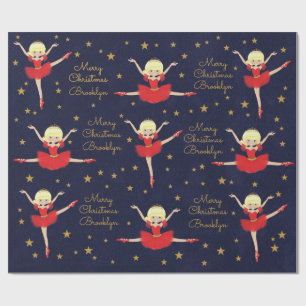 Personaliseer Blonde kerstballerina Cadeaupapier