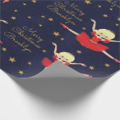 Personaliseer Blonde kerstballerina Cadeaupapier (Hoek)