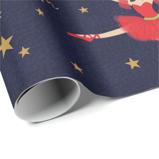 Personaliseer Blonde kerstballerina Cadeaupapier (Rol Hoek)