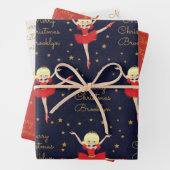 Personaliseer Blonde kerstballerina Inpakpapier Vel (In situ)