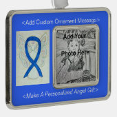 Personaliseer Blue Awareness Ribbon Angel Ornament (Rechts)