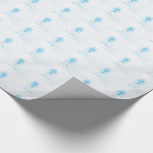 Personaliseer, Blue Boy First Heilige Communitykru Cadeaupapier (Hoek)