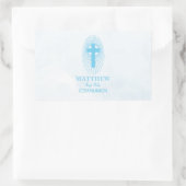 Personaliseer, Blue Boy First Heilige Communitykru Rechthoekige Sticker (Tas)