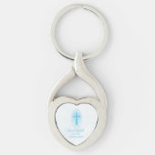 Personaliseer, Blue Boy First Heilige Communitykru Sleutelhanger (Voorkant)