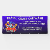 Personaliseer Blue Car Wash Comical Toon Business Spandoek (Horizontaal)
