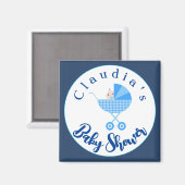 Personaliseer Blue Carriage Baby shower Favor Magneet (Voorkant / Achterkant)