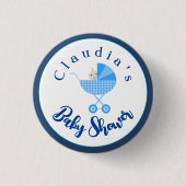 Personaliseer Blue Carriage Baby shower Favor Ronde Button 3,2 Cm (Voorkant)