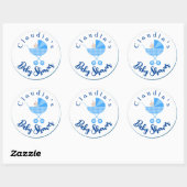 Personaliseer Blue Carriage Baby shower Favor Ronde Sticker (Vel)
