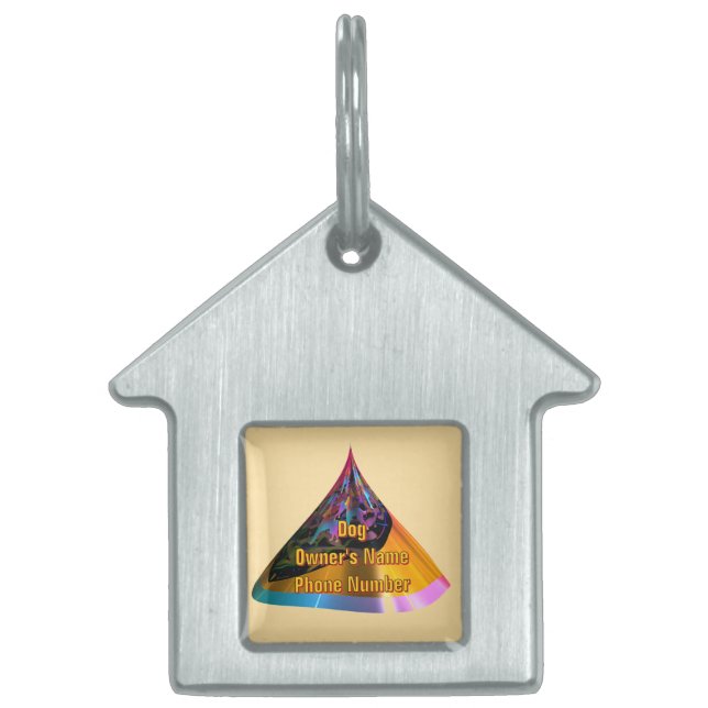 Personaliseer Blue Dog House Naam van de eigenaar  Huisdieren Naamplaatje (Voorkant)