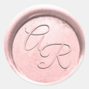 *~* PERSONALISEER BLUSH ROOS GOUDEN Wax Seal Bruil Ronde Sticker