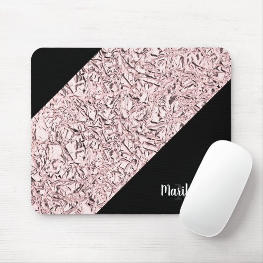 Personaliseer Blushed Roos Gold Faux Glitter Muismat (Met muis)