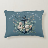 Personaliseer Boho Blue Coastal Anchor Round Accent Kussen (Voorkant)