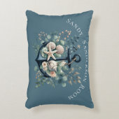 Personaliseer Boho Blue Coastal Anchor Round Accent Kussen (Voorkant(Verticaal))