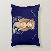Personaliseer Boho Meisje Zeemeermin Marine Blauwe Accent Kussen (Voorkant(Verticaal))