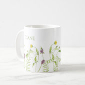 Personaliseer boho originele waterverf wildflower koffiemok (Voorkant links)