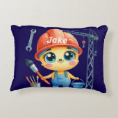 Personaliseer Boy's Construction Site Accent Pillo Kussen (Achterkant)