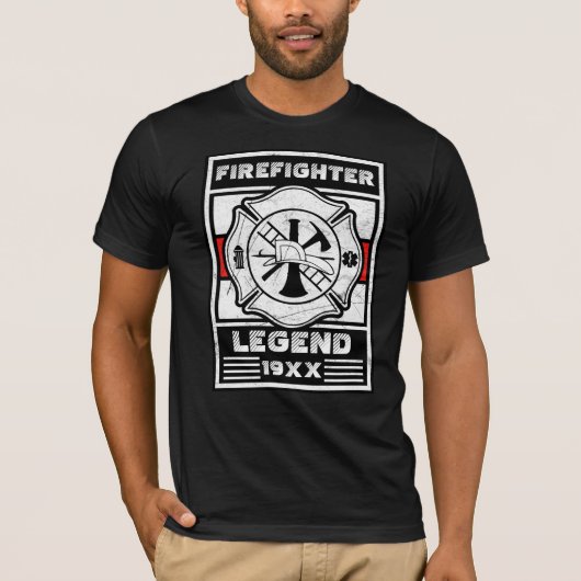 Personaliseer brandweerman Legend Aangepaste brand T-shirt (Voorkant)