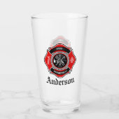 Personaliseer brandweerman Maltese kruismedaillon Glas (Achterkant)