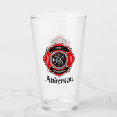 Personaliseer brandweerman Maltese kruismedaillon Glas (Voorkant)