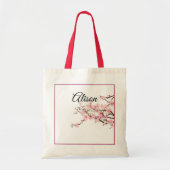 Personaliseer Bridesmaid Gift Cherry Blossom Tote Bag (Voorkant)