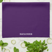 Personaliseer Bright Grape Paarse Plain Solid Whit Theedoek (Gevouwen)