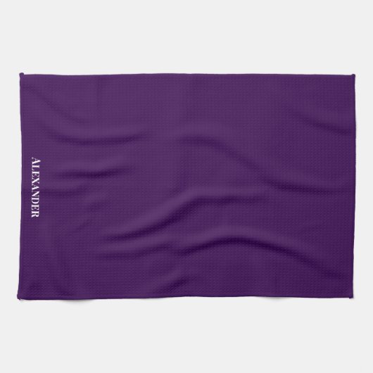 Personaliseer Bright Grape Paarse Plain Solid Whit Theedoek (Horizontaal)
