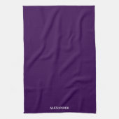 Personaliseer Bright Grape Paarse Plain Solid Whit Theedoek (Verticaal)