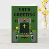 PERSONALISEER BRITISH VETRAN ARMY REME SCAMMELL KAART (Gele Bloem)