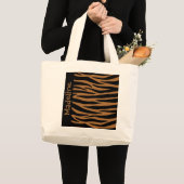 Personaliseer Brown Zebra Stripes Canvas tas (Voorkant (product))