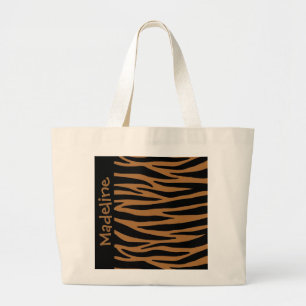 Personaliseer Brown Zebra Stripes Canvas tas