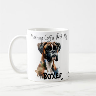 Personaliseer BROWNS Schattigee WATERVERF Boxer Mo Koffiemok