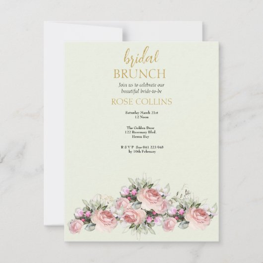 Personaliseer Bruids Brunch Rose boeket Kaart (Voorkant)