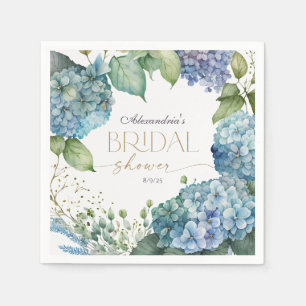 Personaliseer Bruidsdouche Blauwe Hortensia's Servet