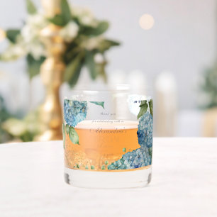 Personaliseer Bruidsdouche Blauwe Hortensia's Whisky Glas
