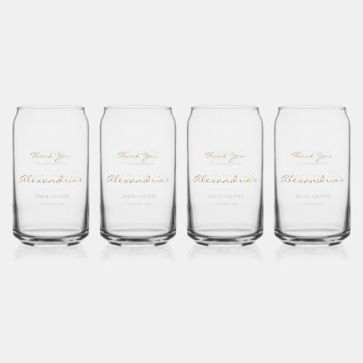 Personaliseer Bruidsfeest Dank je Blikvorm Glas (Voorkant)