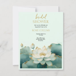 Personaliseer Bruidsfeest Lotus goud Kaart